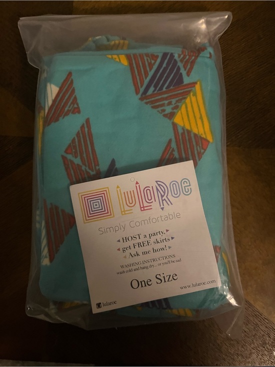LuLaRoe Pants - LuLaRoe One Size One-Piece in Aqua with Yellow & Purple Triangle Print